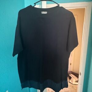 Dior Black Short Sleeve Top with Sheer Hem Detail
